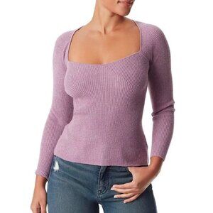 NWT New Sam Edelman Skye Ribbed Knit Sweetheart Neck Long Sleeve Top Size S